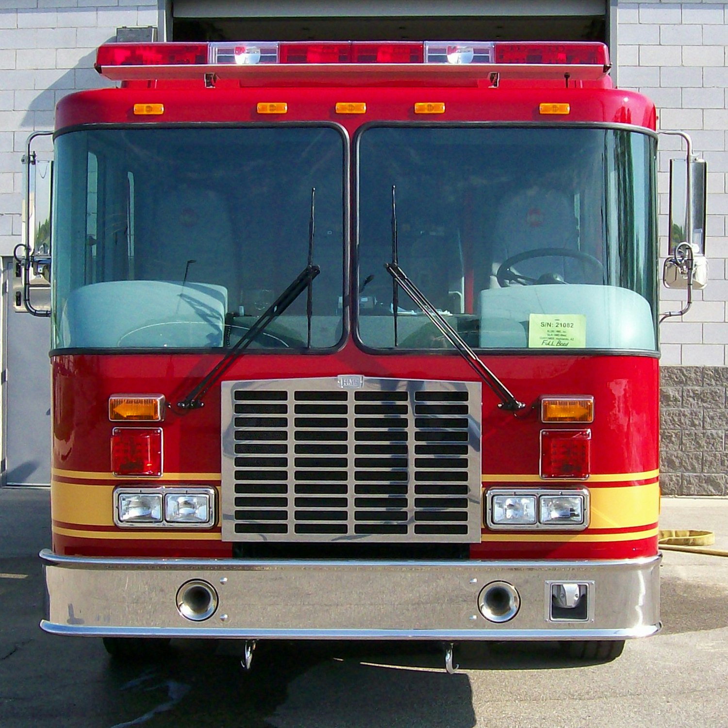 May contain: bumper, transportation, vehicle, fire truck, truck, machine, wheel, and person