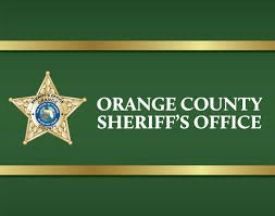 The image features the badge of the Orange County Sheriff's Office, with a gold star against a green background.