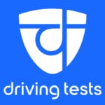 A logo with the text "driving tests" and a shield symbol with the letter "T".