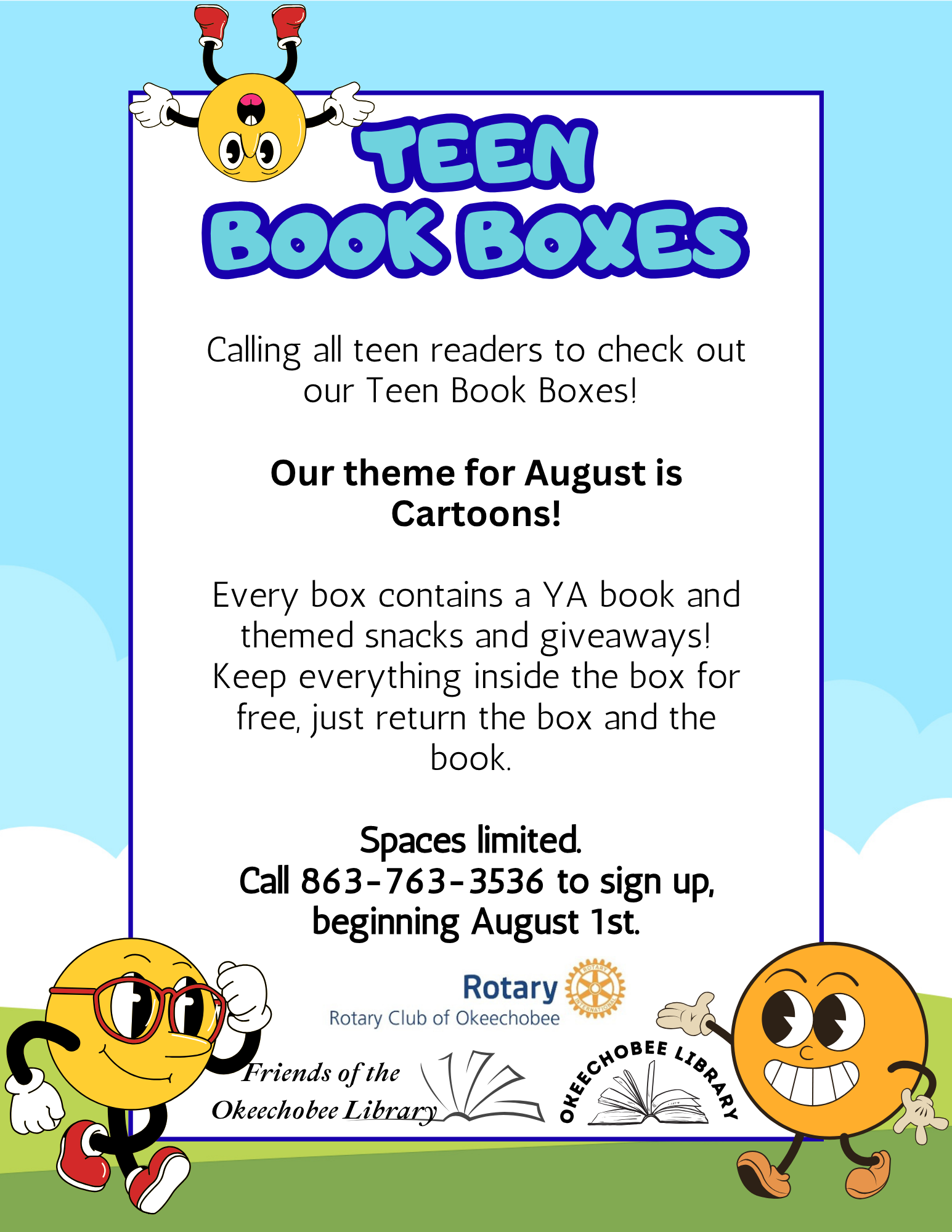 August's Teen Book Boxes feature YA books, snacks, and giveaways with a cartoon theme. Sign up starts August 1st, limited spaces!