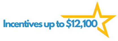 Text saying "Incentives up to $12,100" with a star icon.