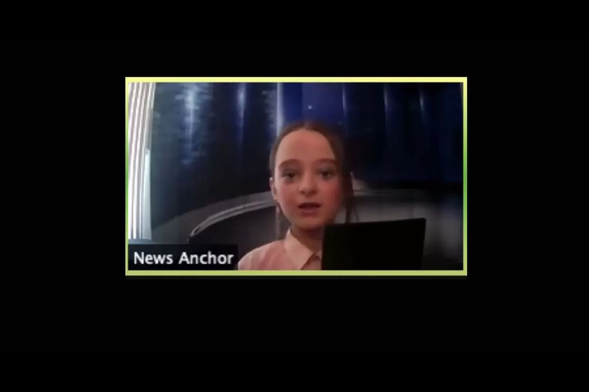 A person labeled "News Anchor" appears on a video call, speaking and looking at the screen.