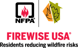 Logo of Firewise USA® with a flame, leaf icon, and text.