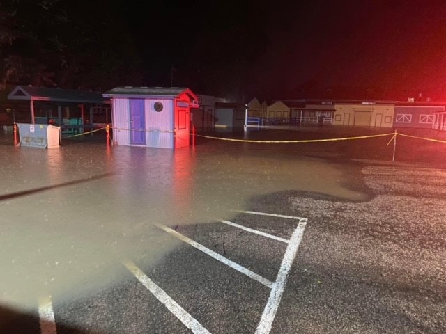 flooded parking lot