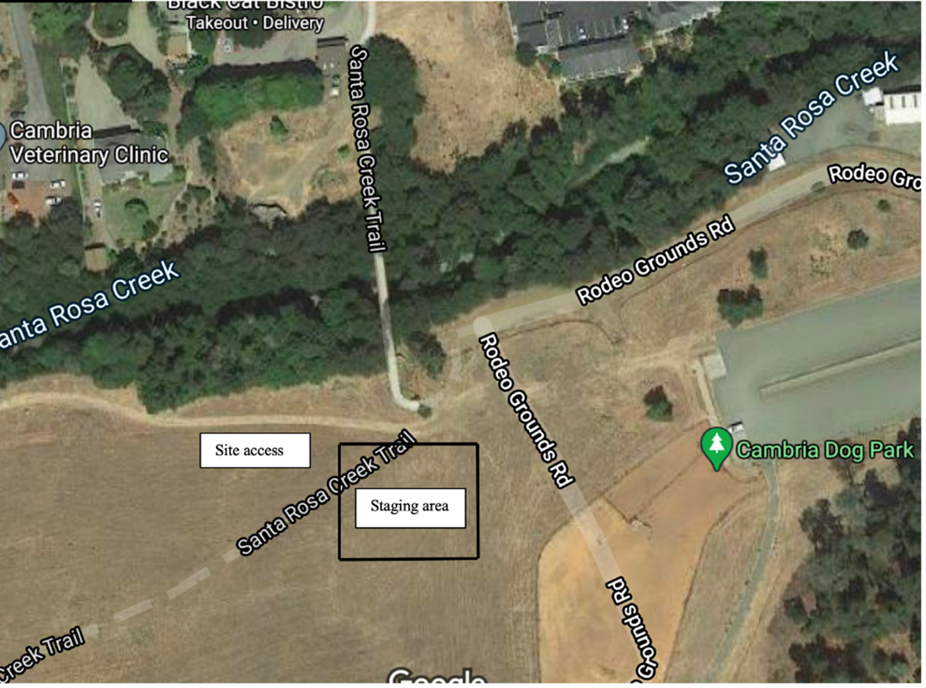 Aerial map of staging site