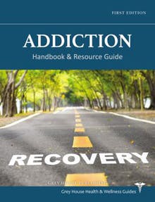 A book cover titled "ADDICTION Recovery" with a tree-lined road and yellow dividing line.