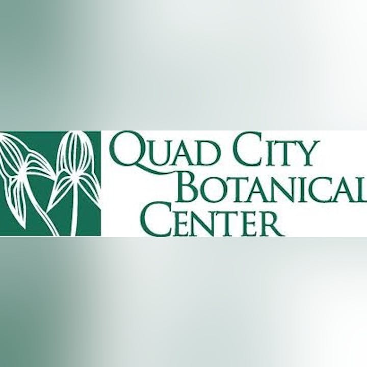 Logo of the Quad City Botanical Center with plant graphics.