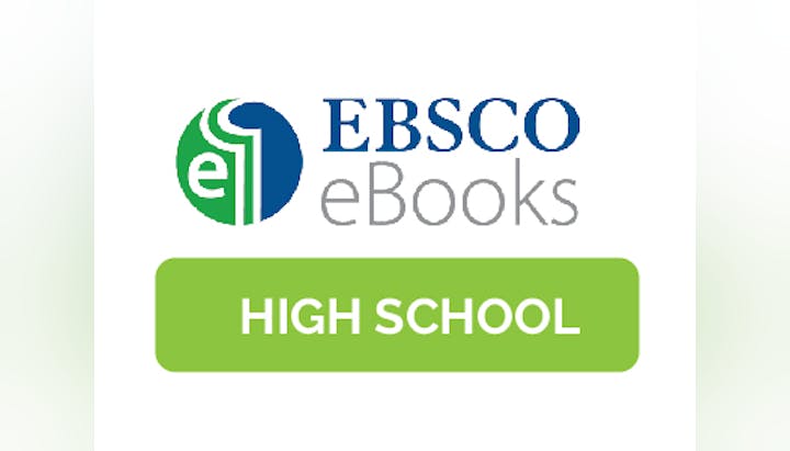 Logo of "EBSCO eBooks" with a tag labeled "HIGH SCHOOL".