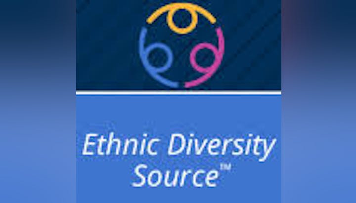 A logo with three interlinked figures and text "Ethnic Diversity Source™".