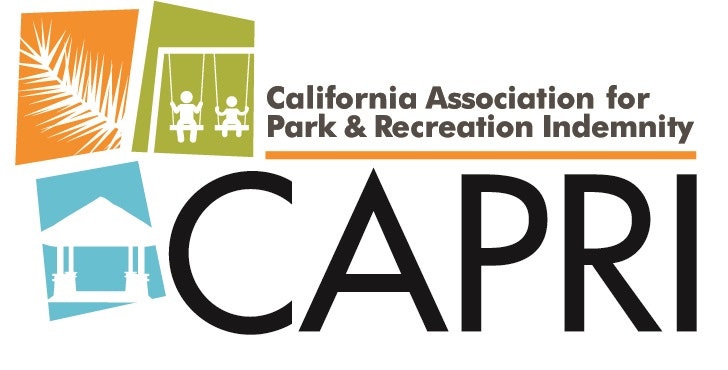 The image features the logo for the California Association for Park & Recreation Indemnity (CAPRI) with colorful design elements.