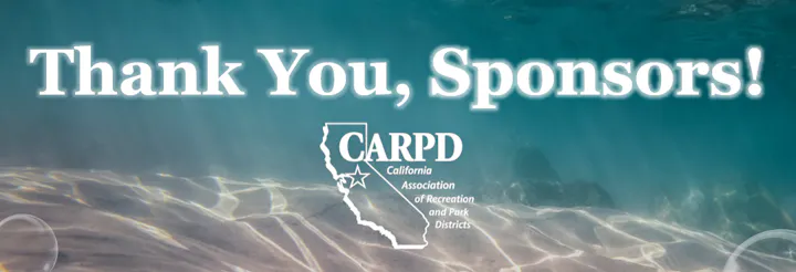 A graphic thanking sponsors, featuring the CARPD logo, with a serene underwater background.