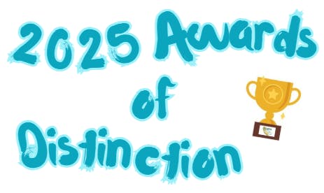“2025 Awards of Distinction” text with a trophy illustration.