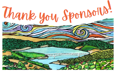 Colorful stylized landscape with text "Thank you Sponsors!"