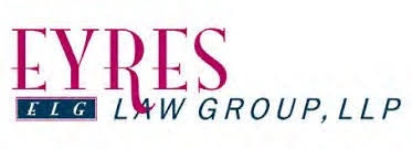 Text reads "EYRES ELG LAW GROUP, LLP" with a stylized design.