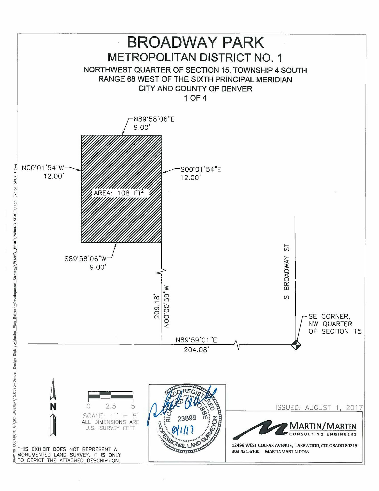 Map of District located in the northwest quarter of section 15, township 4 south, range 68 west of the 6th principal meridian in the City and County of Denver, Colorado