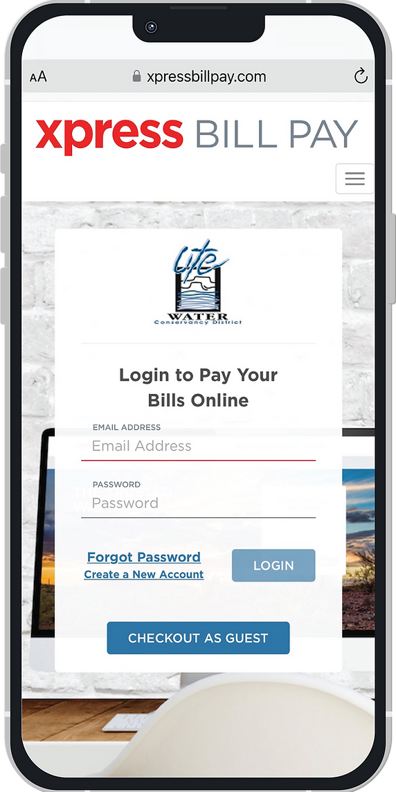 A smartphone displaying a login screen for an online bill payment service.