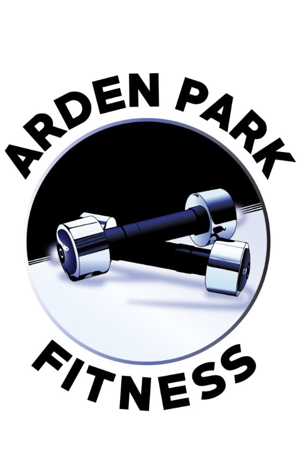 The image features a logo for "Arden Park Fitness," showcasing a pair of dumbbells in a circular design.