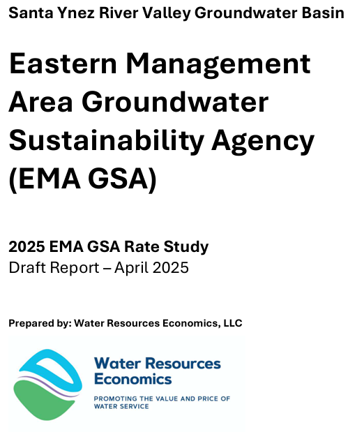 Draft report cover for EMA GSA 2025 rate study, by Water Resources Economics, LLC.