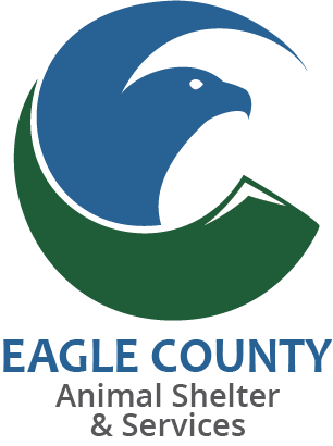The image features a logo for Eagle County Animal Shelter & Services, with an eagle and mountain design elements.