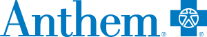 The image shows the Anthem logo with a blue cross symbol.