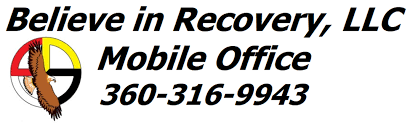 The image contains text "Believe in Recovery, LLC Mobile Office" with a logo and a phone number.
