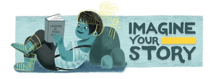 Imagine Your Story with girl reading a book https://www.slolibrary.org/
