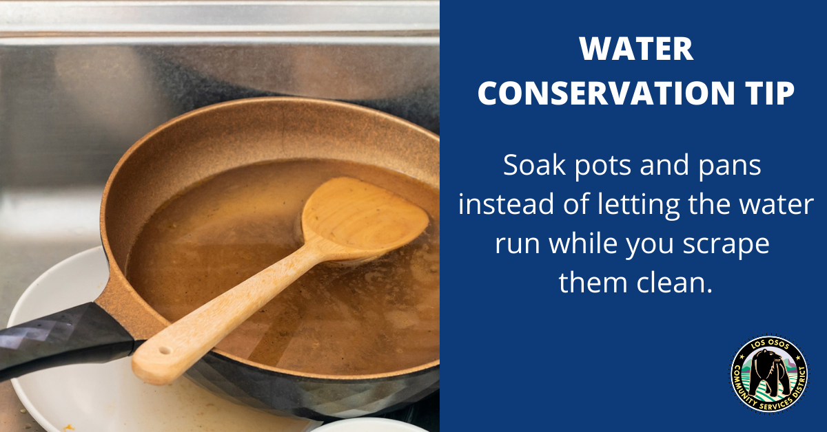 A water conservation tip: soak pots and pans instead of running water to clean them.