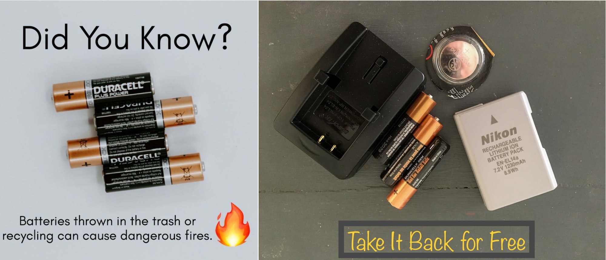 Different Batteries, Recycle