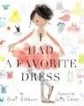 Illustrated book cover titled "I Had a Favorite Dress" featuring a girl in a pink dress.