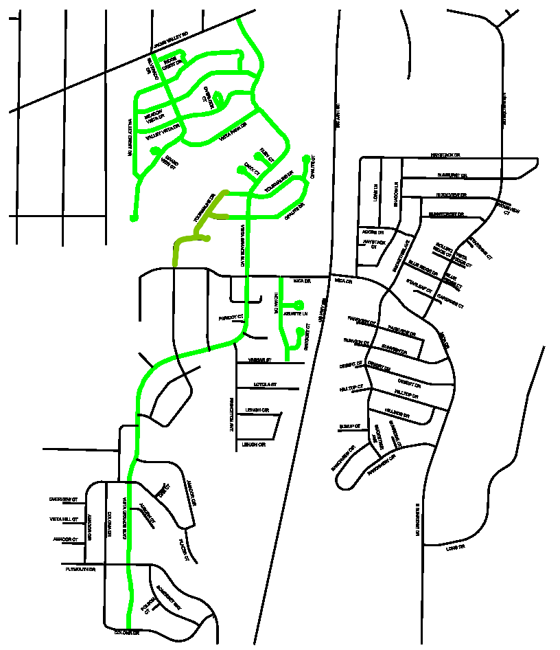 A map highlighting the streets that will be part of the June 2025 maintenance project.
