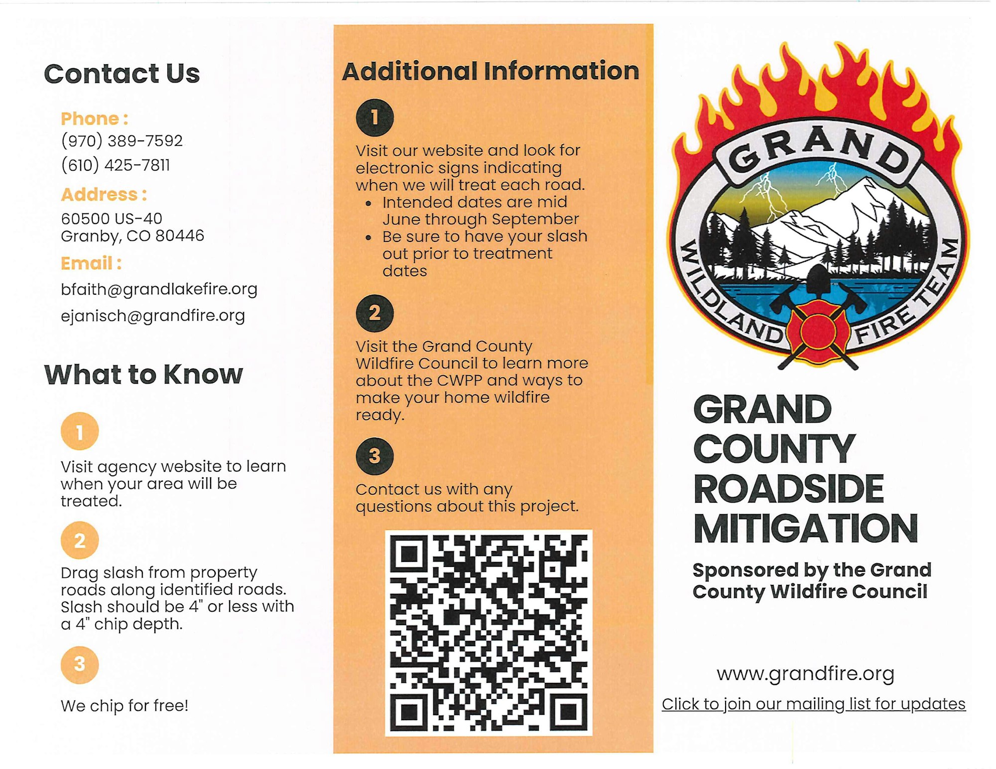 Flyer containing information about mitigation project
