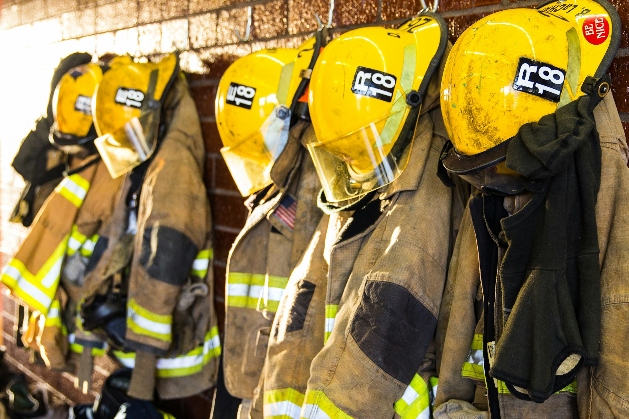 bunker gear lined up