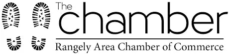 The image features the logo for the Rangely Area Chamber of Commerce, emphasizing community and business connectivity.