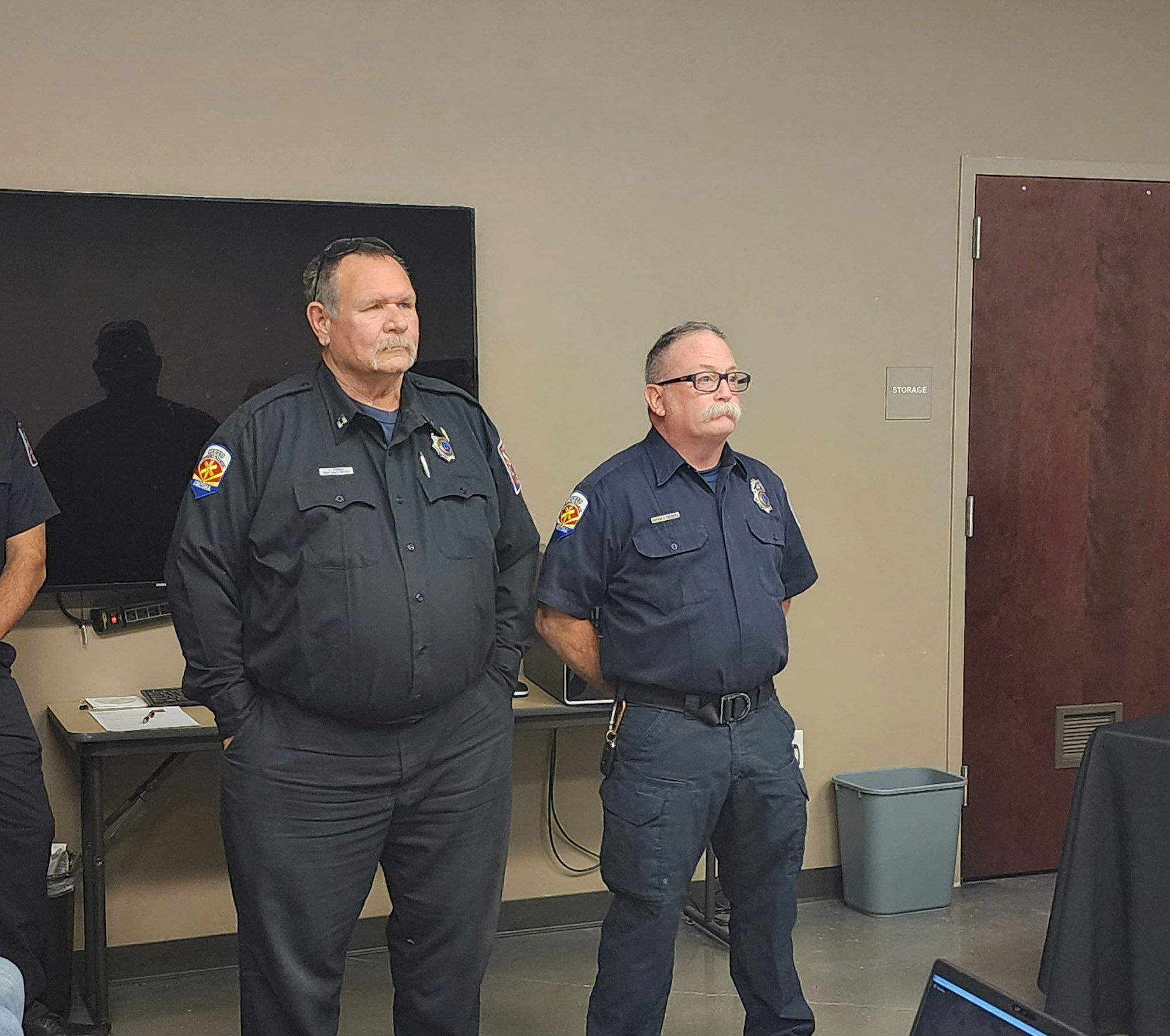 May contain: adult, male, man, person, officer, police officer, accessories, glasses, and belt