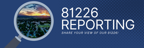 The image features a graphic promoting community reporting for the area code 81226, encouraging residents to share their views.