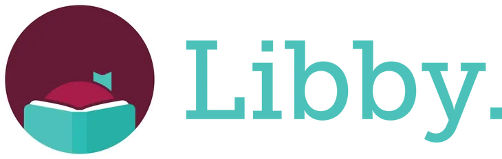 Libby logo featuring an open book and a partially hidden character with text "Libby" beside it.