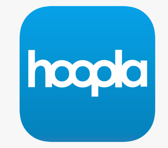 Blue app icon with the word "hoopla" in white lowercase letters.