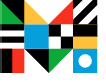 Colorful geometric pattern with various shapes and colors including black, red, yellow, blue, green, and white.