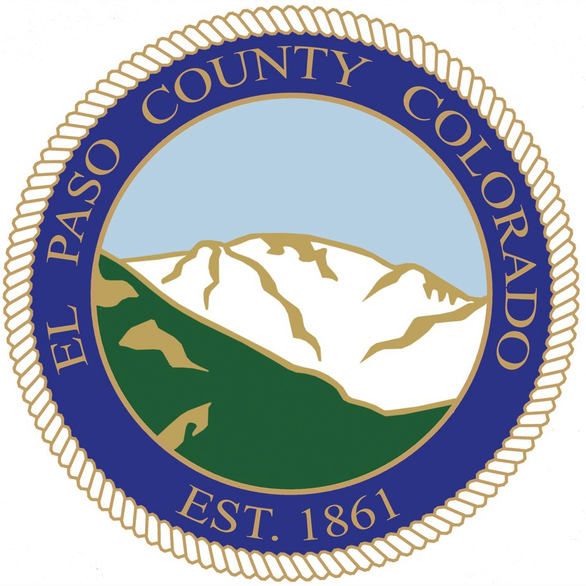 Seal of El Paso County, Colorado, featuring a mountain and the establishment year, 1861.