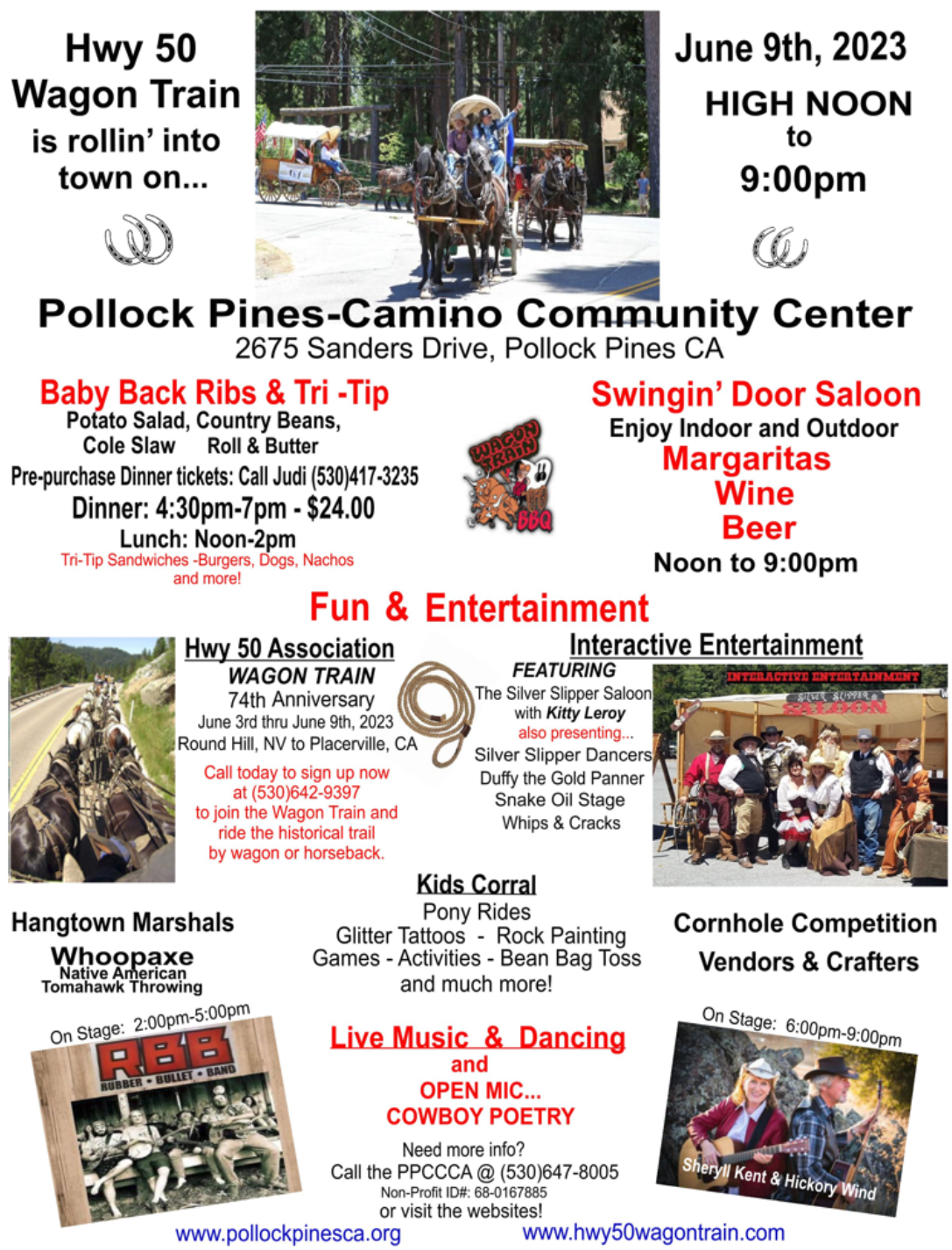 74th Wagon Train Celebration Flyer for Pollock Pines-Camino California