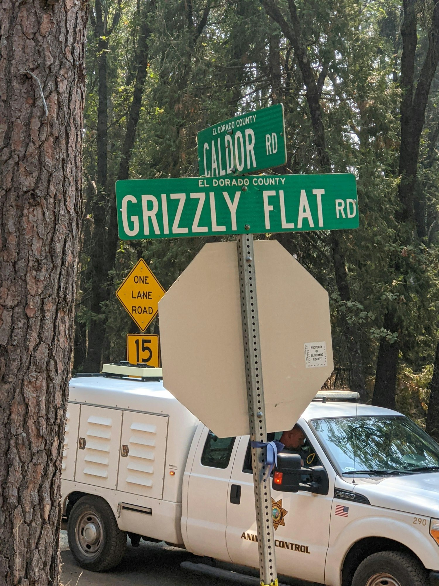 Caldor / Grizzy Flat Road Sign (Photo by Doris Wong, K0BEE)