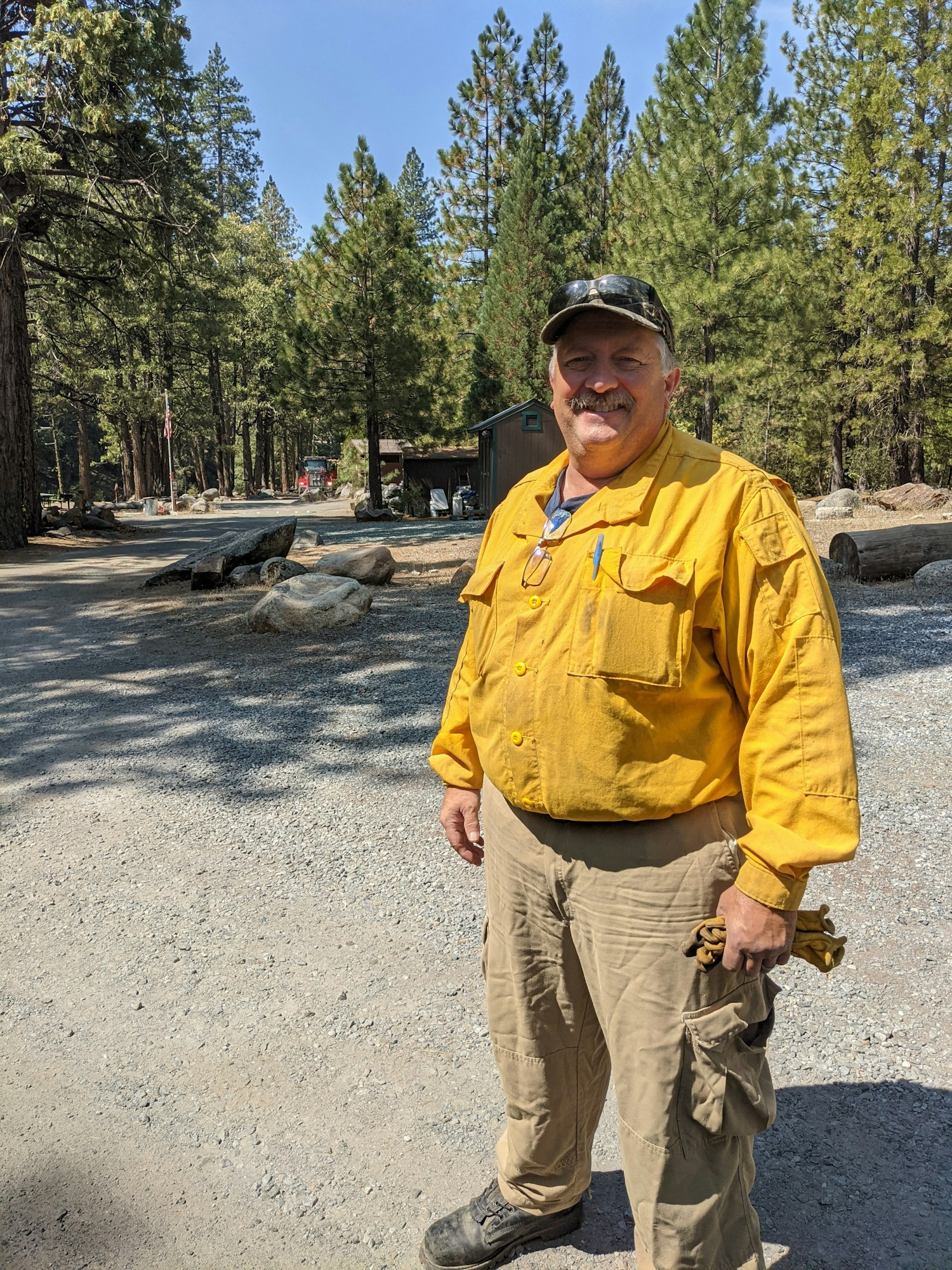 Water Tender Firefighter Ron White from Washington Snohomish County helps with the Calfor Fire