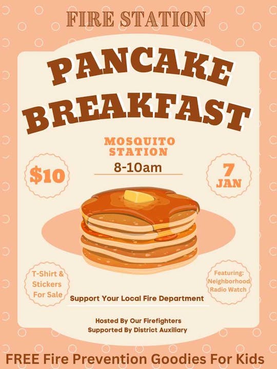 Mosquito Fire House Pancake Breakfast January 2023
