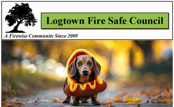 Logtown Fire Safe Council Hot Dog and Wildfire Education Flyer - Oct 12, 2024