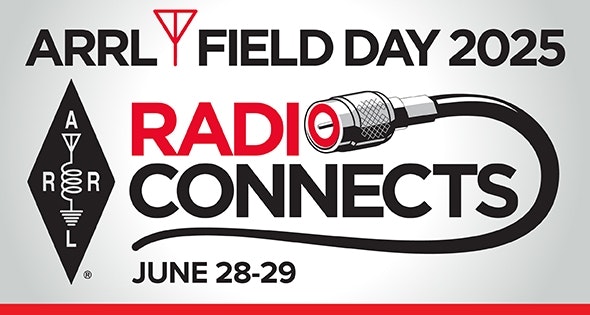 ARRL Field Day 2025 poster with "Radio Connects" theme, logo, and dates (June 28-29).
