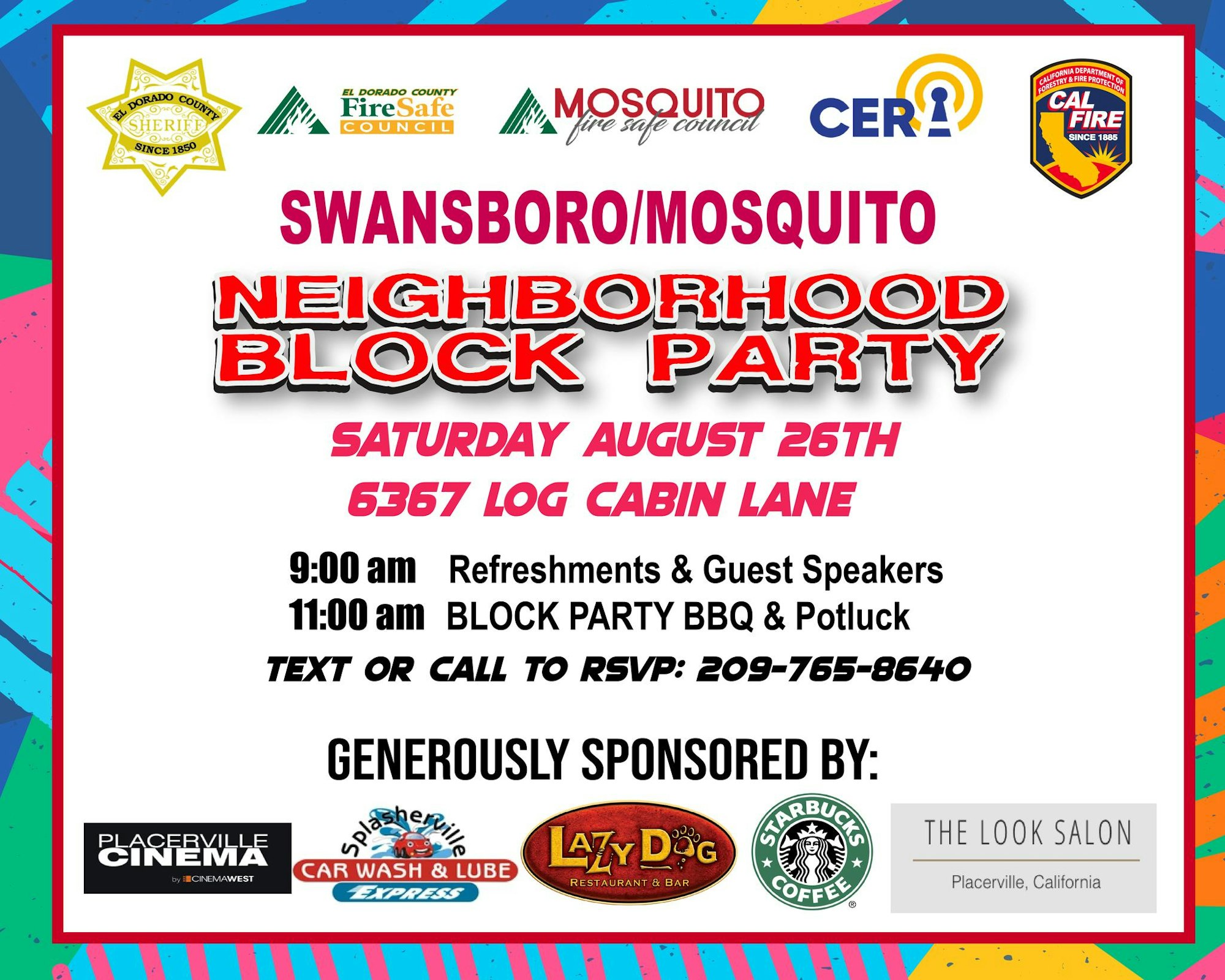 Swansboro/Mosquito Neighborhood Block Party Flyer - August 26, 2023