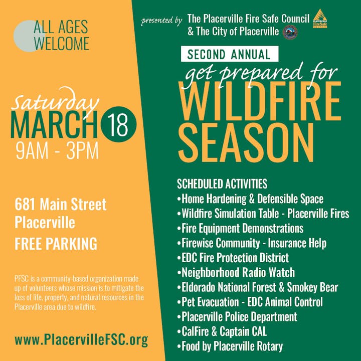 Placerville Wild Fire Safety Day flyer - March 18, 2023
