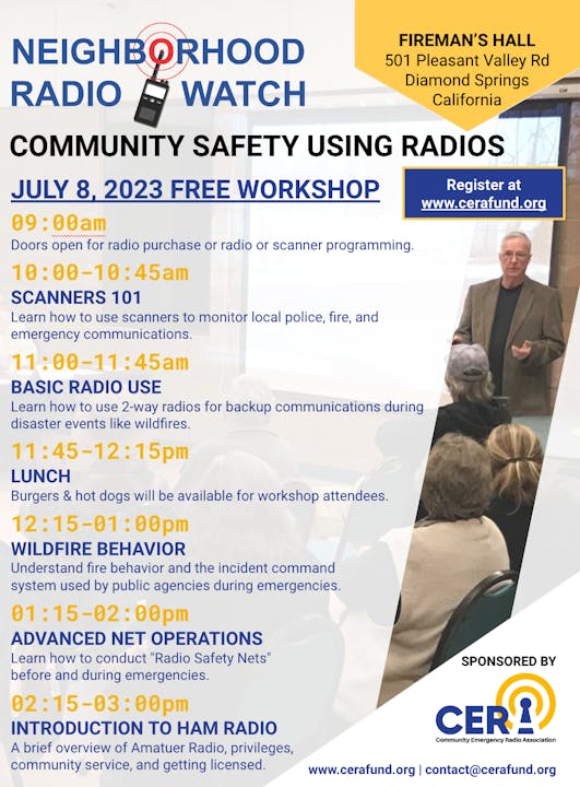 Community Emergency Radio Association Neighborhood Radio Watch Workshop - July 8, 2023