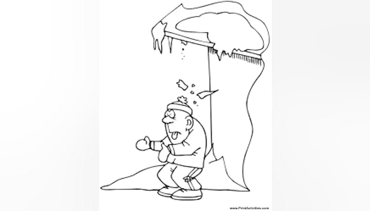 icicle falling from rooftop onto man's head