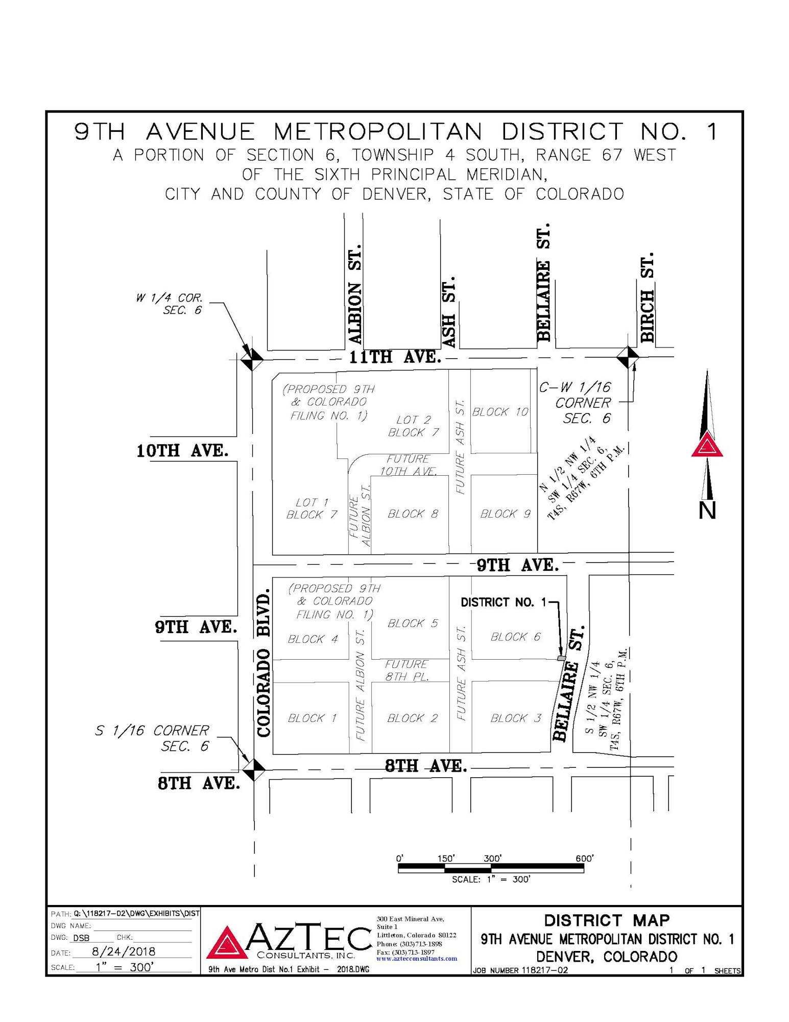 Map of the District, which is generally located East of Colorado Blvd., south of 11th Avenue, west of Birch Street, and north of 8th Avenue in the City and County of Denver, Colorado